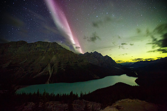 Aurora over Peyto Lake